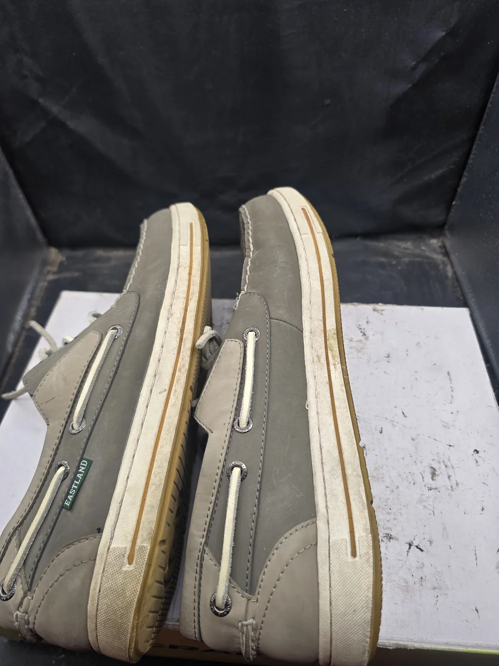 Eastland Gray Men’s Boat Shoes with White Laces